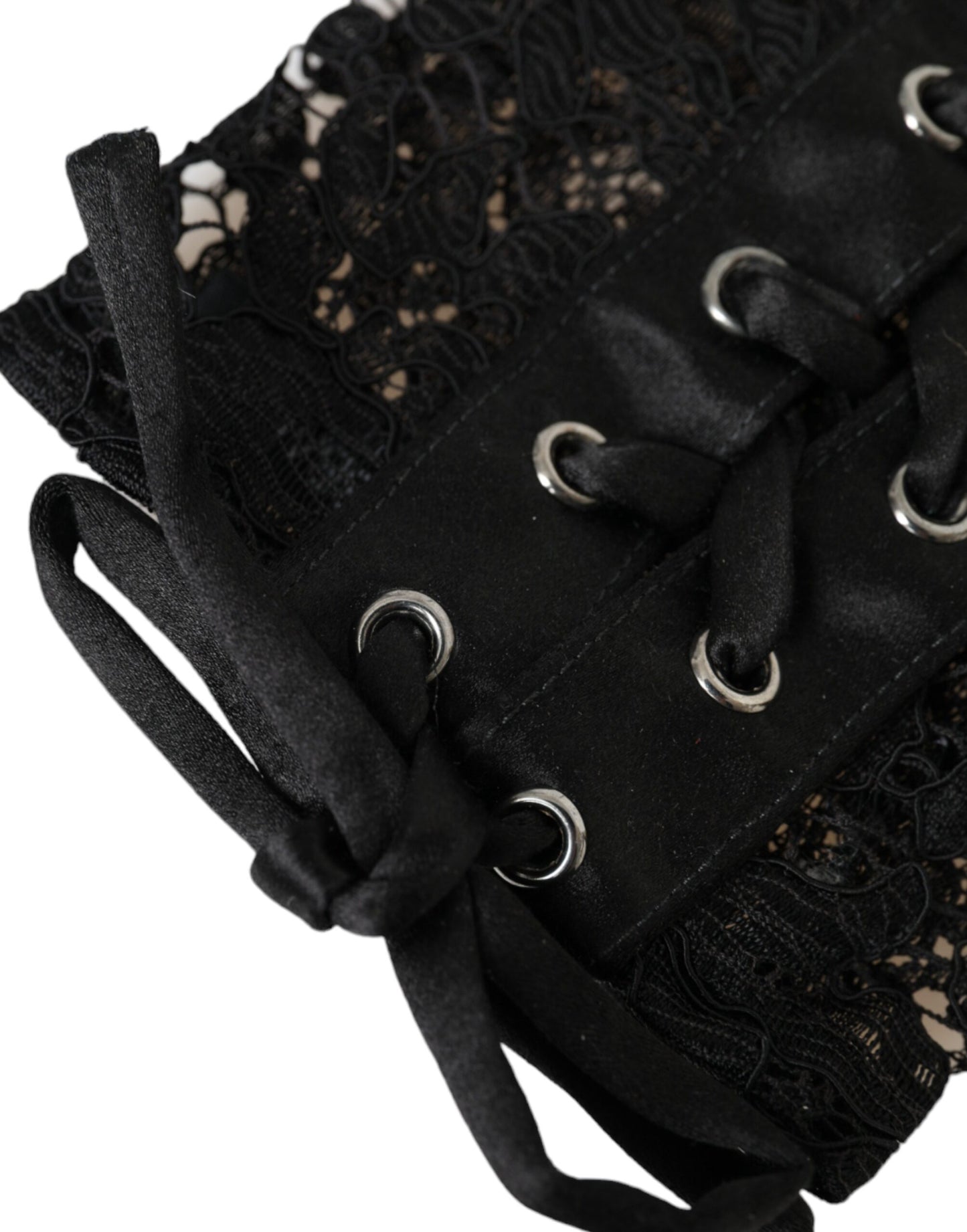 Dolce & Gabbana Black Taormina Lace Elbow Length Gloves 7.5 / S