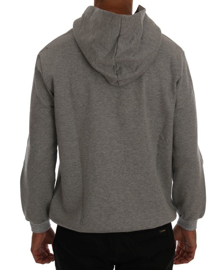 Daniele Alessandrini Sophisticated Gray Cotton Hooded Sweater