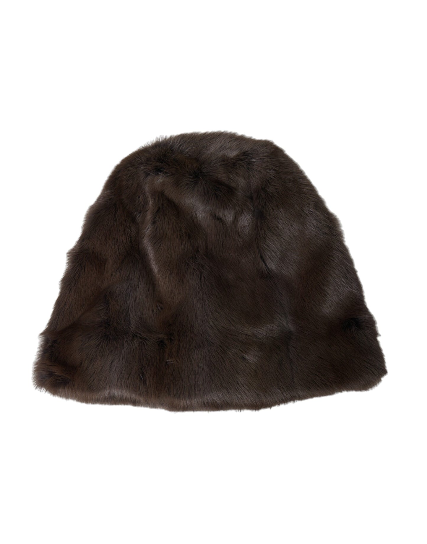 Dolce & Gabbana Brown Weasel Fur Womens Cashmere Hat Beanie 58CM / M