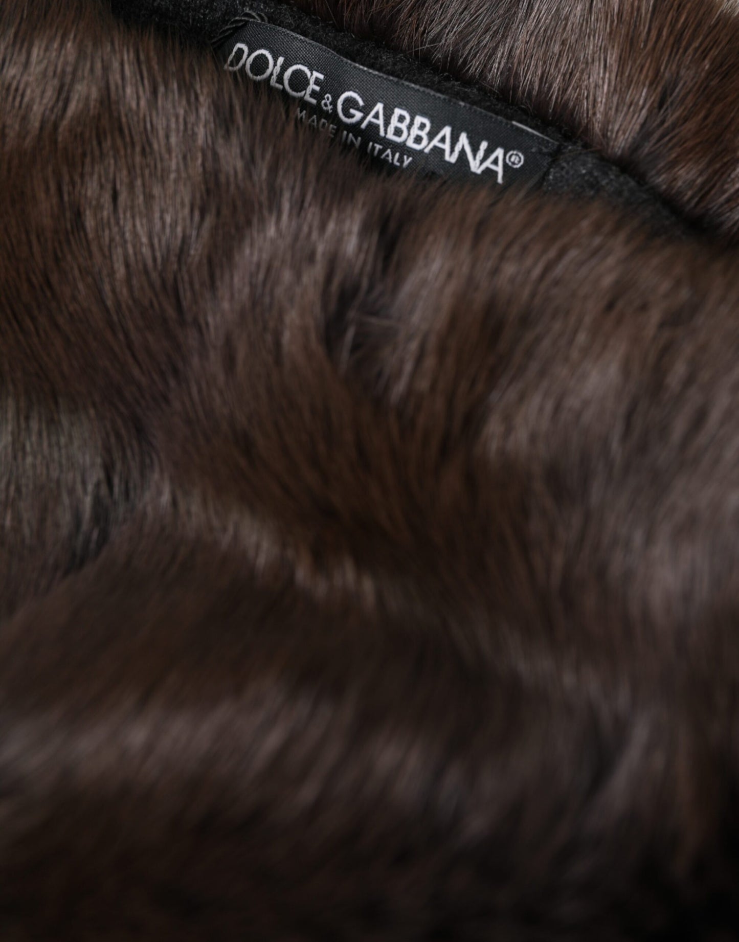 Dolce & Gabbana Brown Weasel Fur Womens Cashmere Hat Beanie 58CM / M