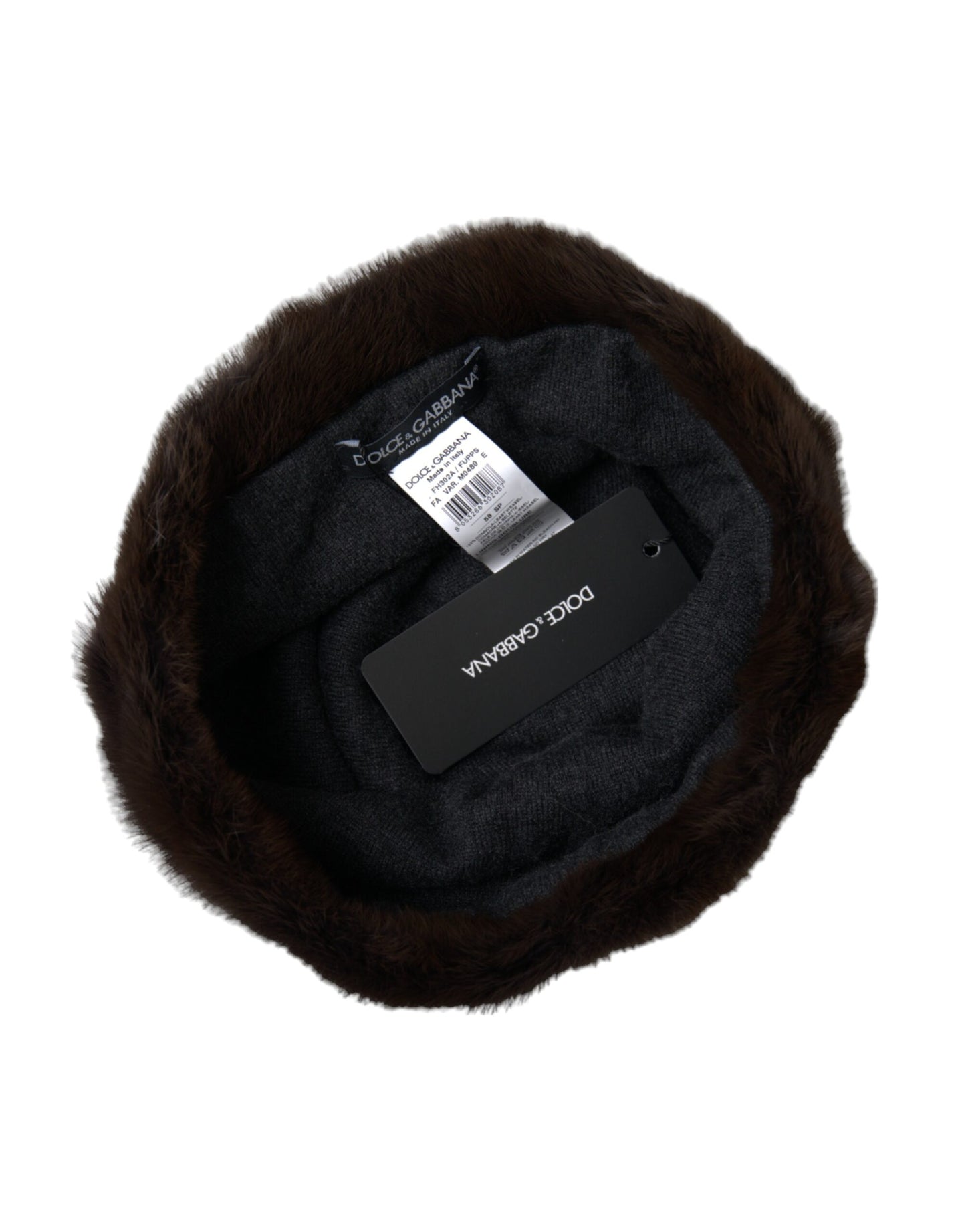 Dolce & Gabbana Brown Weasel Fur Womens Cashmere Hat Beanie 58CM / M