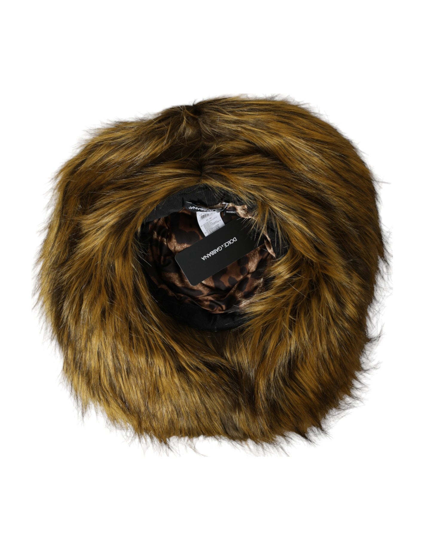 Dolce & Gabbana Brown Modacrylic Faux Fur Bucket Hat 57CM / S