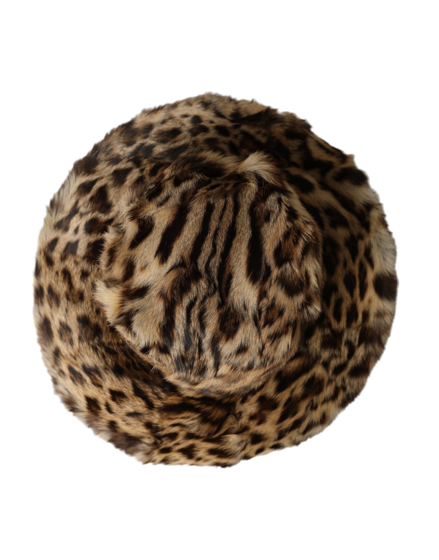 Dolce & Gabbana Brown Leopard Fur Women Bucket Hat 57cm / S