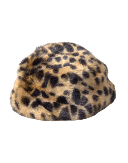 Dolce & Gabbana Brown Leopard Fur Women Bucket Hat 57CM / S