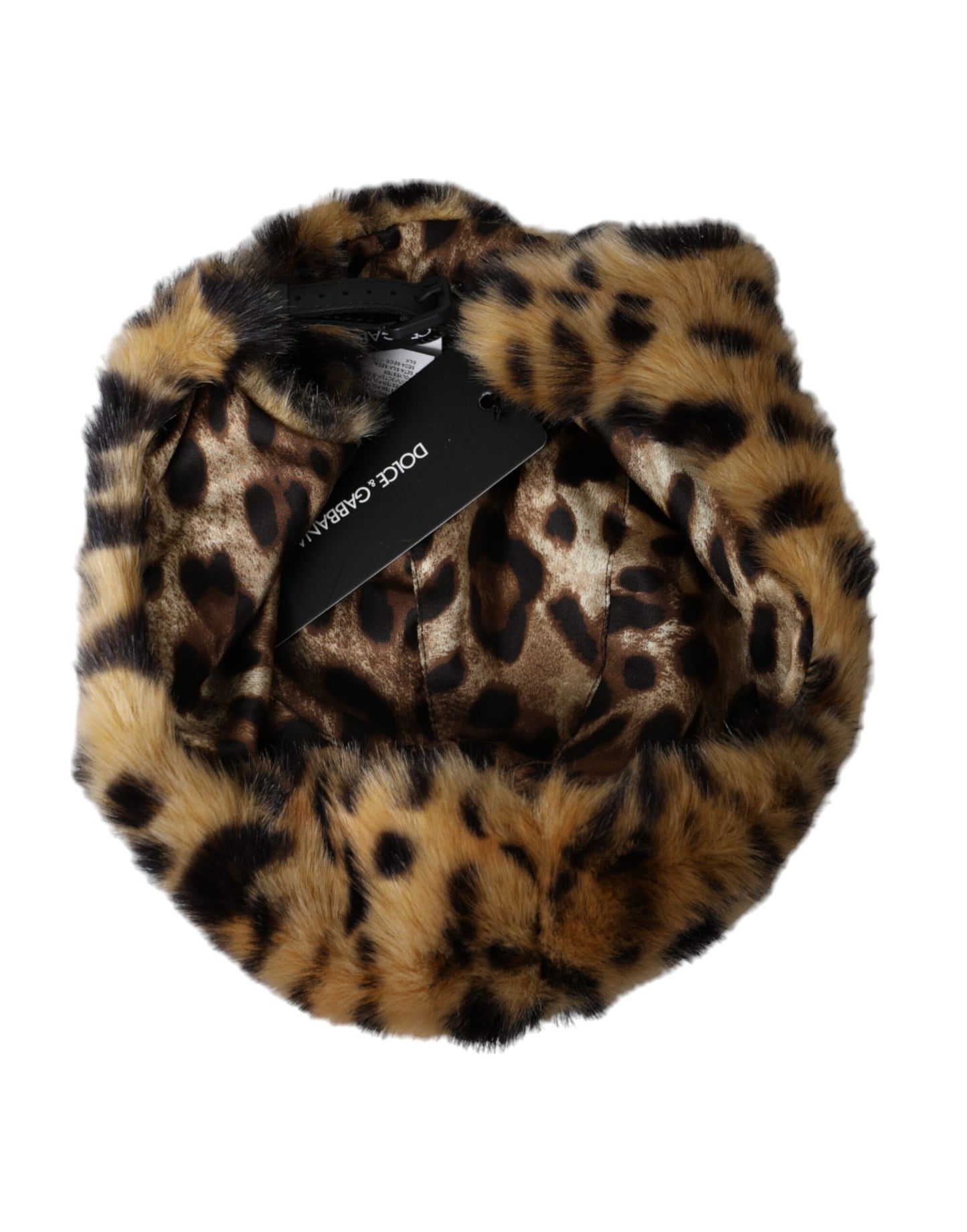 Dolce & Gabbana Brown Leopard Fur Women Bucket Hat 57CM / S