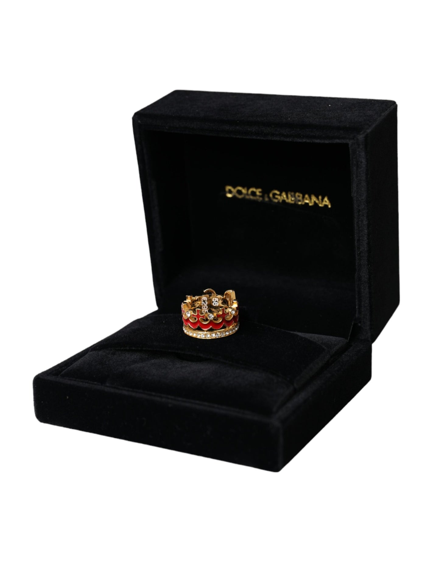 Dolce & Gabbana Gold Tone BrassCrystal Enamel DG CROWN Statement Ring EU51 / US5.5