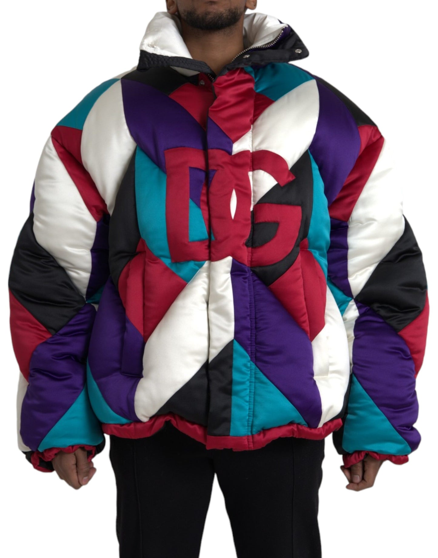 Dolce & Gabbana Multicolor Logo Windbreaker Puffer Jacket IT52 / XL