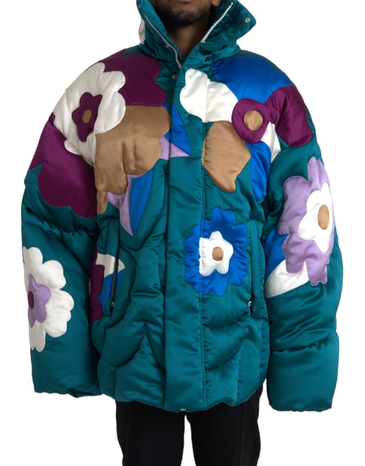 Dolce & Gabbana Multicolor Floral Windbreaker Puffer Jacket IT52 / XL