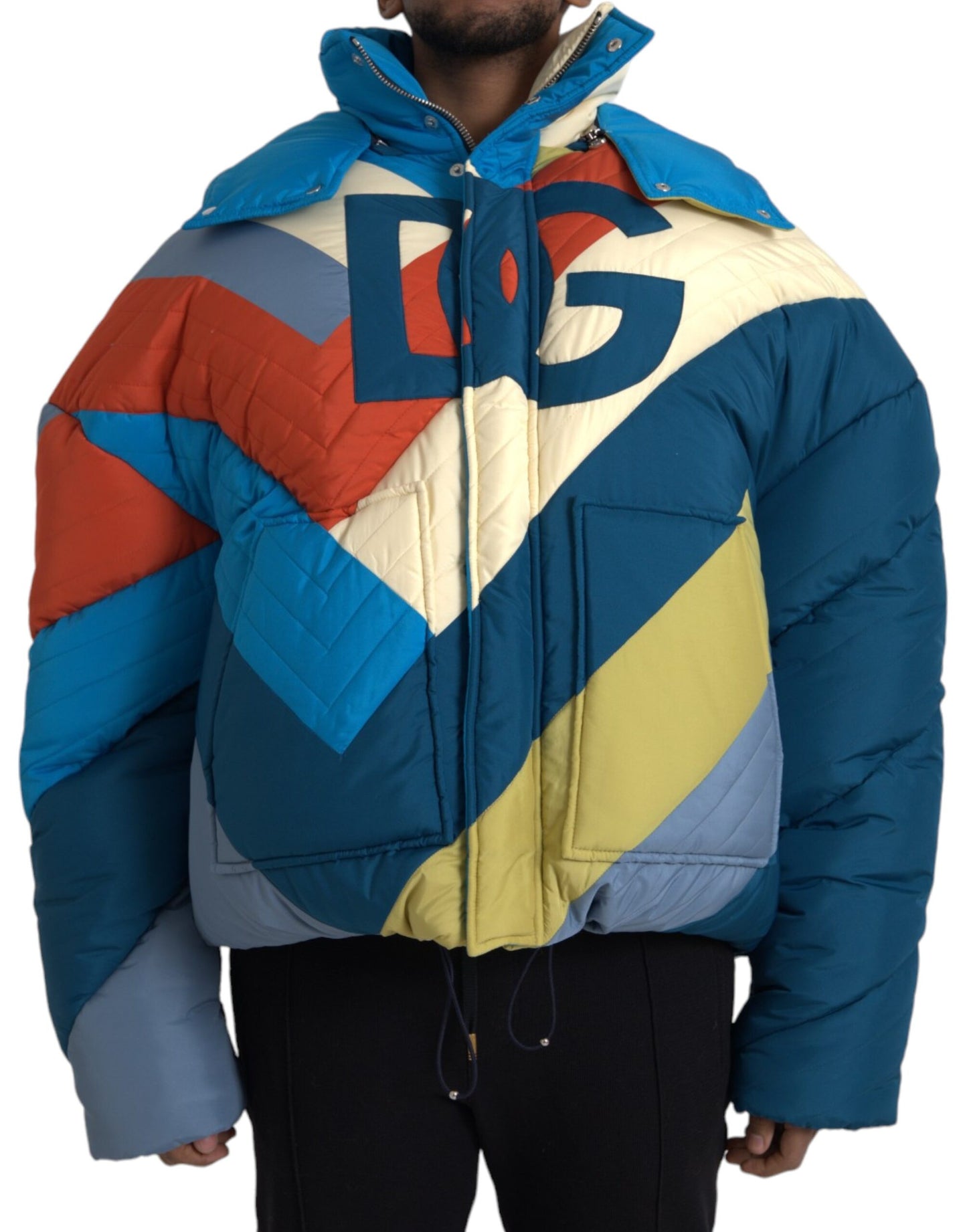 Dolce & Gabbana Multicolor Logo Windbreaker Puffer Jacket IT52 / XL