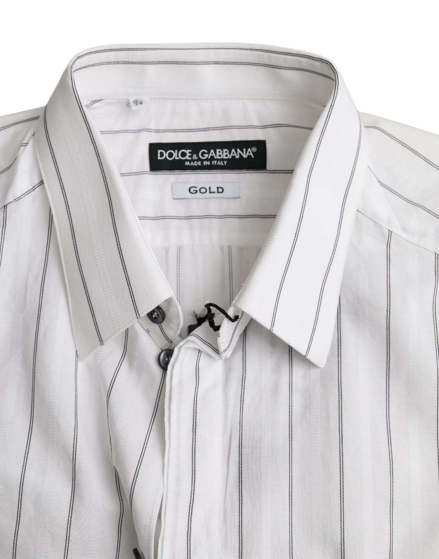 Dolce & Gabbana Black White Striped Formal Dress GOLD Shirt IT39 / S