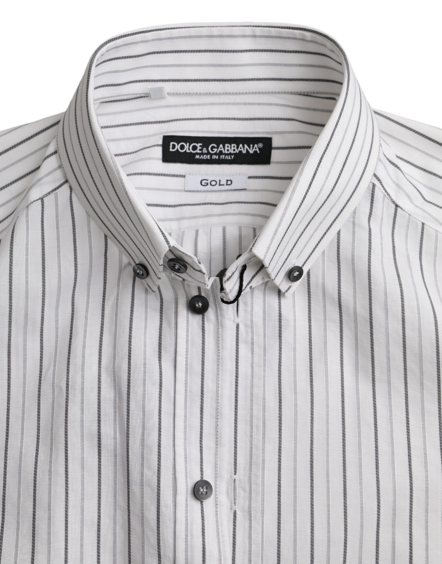 Dolce & Gabbana Black White Striped Formal Dress GOLD Shirt IT38 / XS