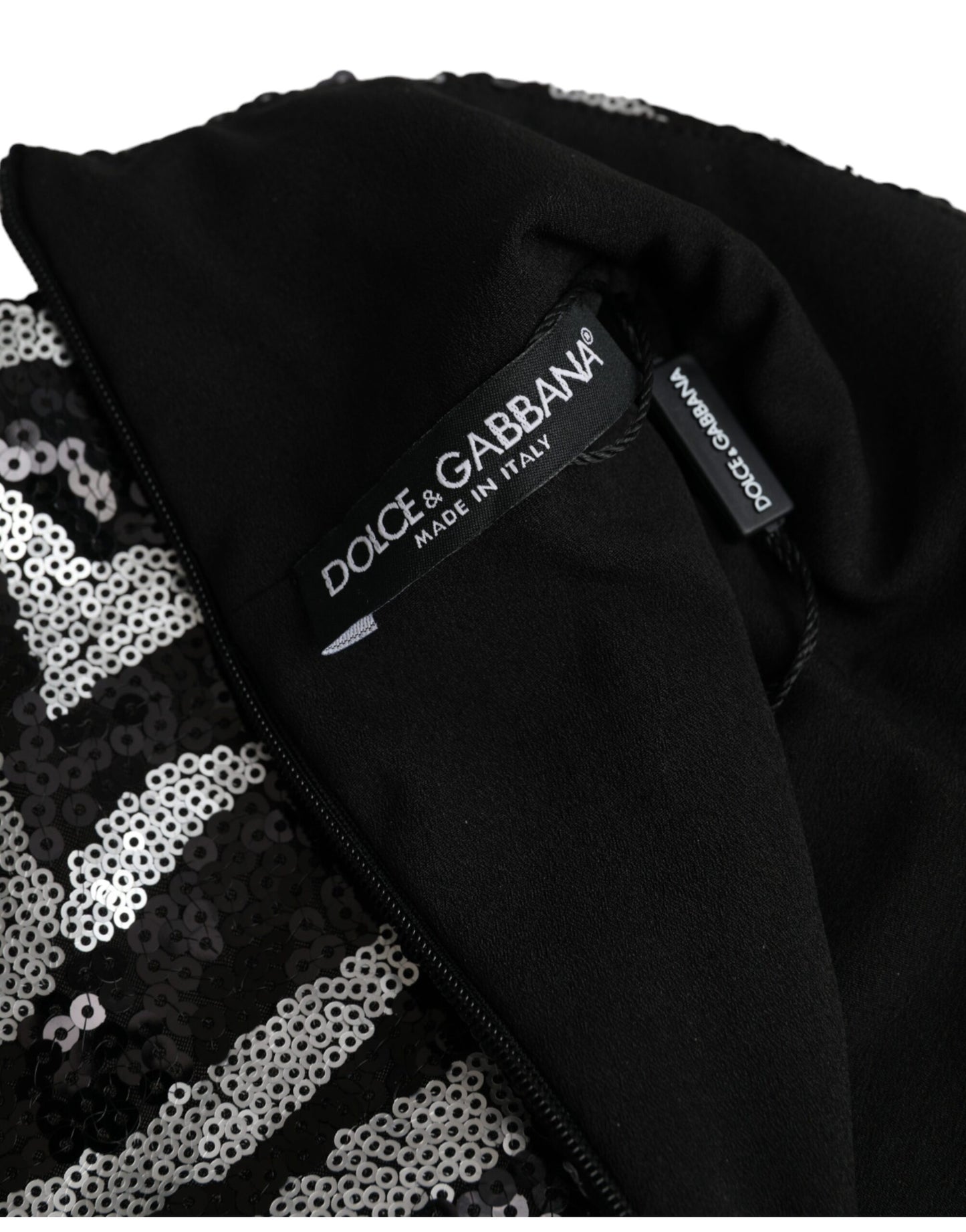 Dolce & Gabbana Black Silver Sequined Polyester Sweater IT48 / M