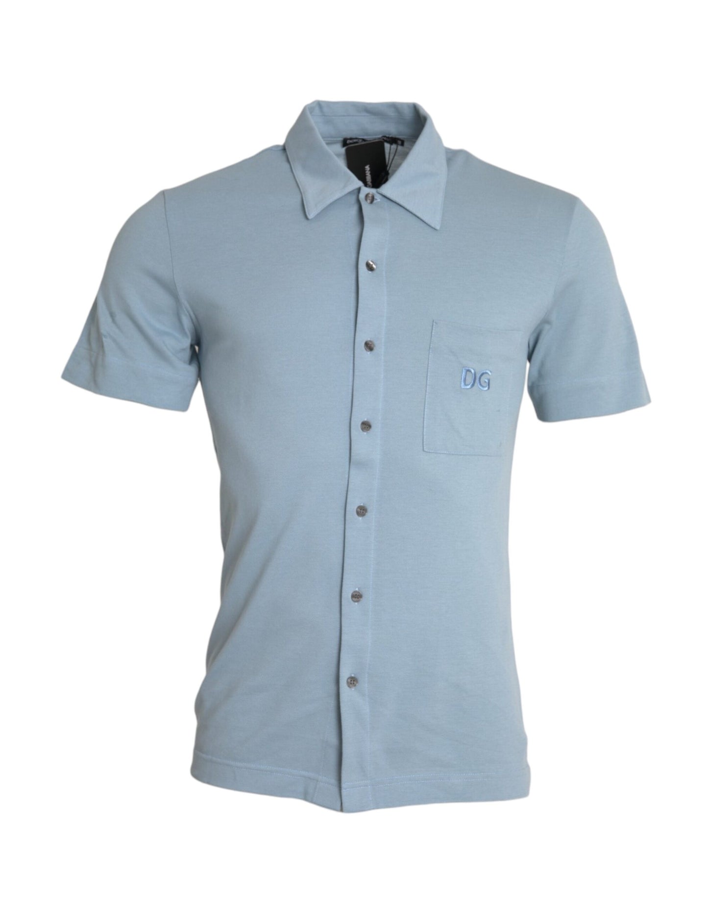 Dolce & Gabbana Light Blue Logo Cotton Collared Polo T-shirt IT44 / XS