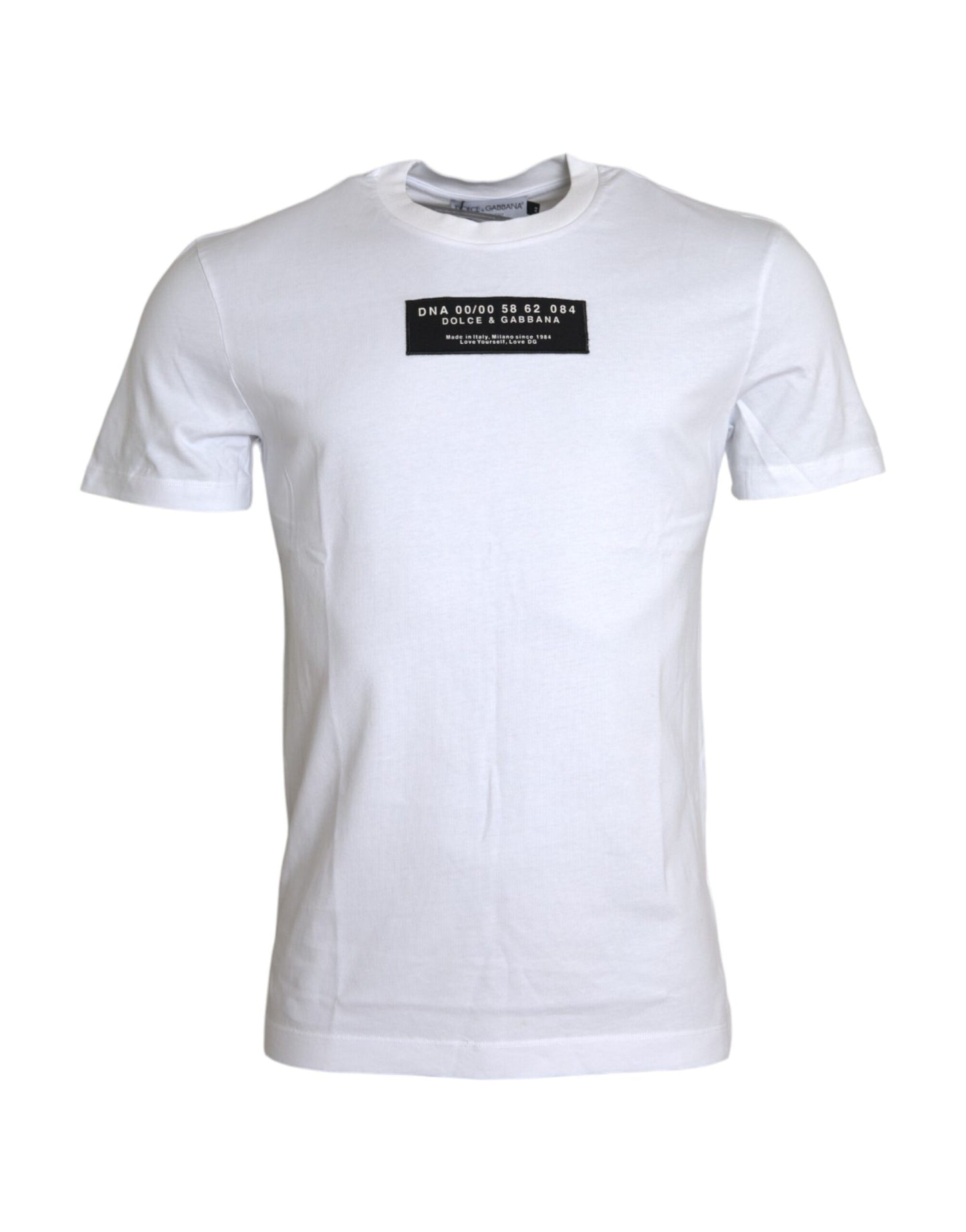 Dolce & Gabbana White Cotton DG Applique Men Casual T-shirt IT50 / L