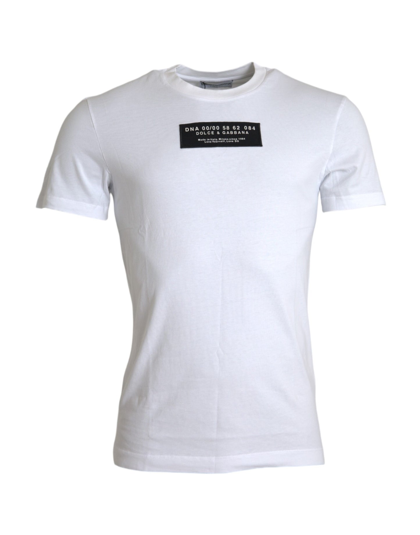 Dolce & Gabbana White Cotton DG Applique Men Casual T-shirt IT46 / S