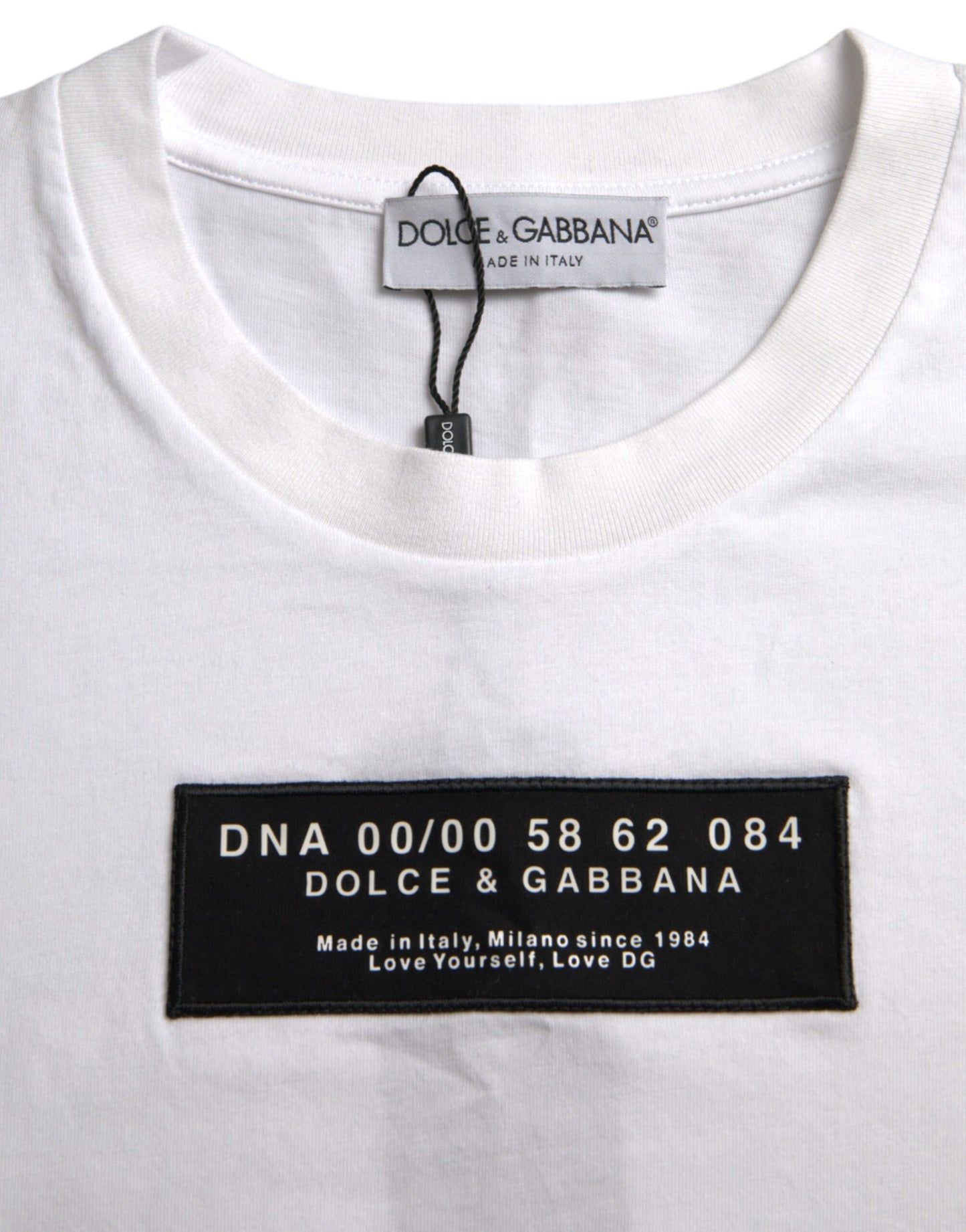 Dolce & Gabbana White Cotton DG Applique Men Casual T-shirt IT46 / S