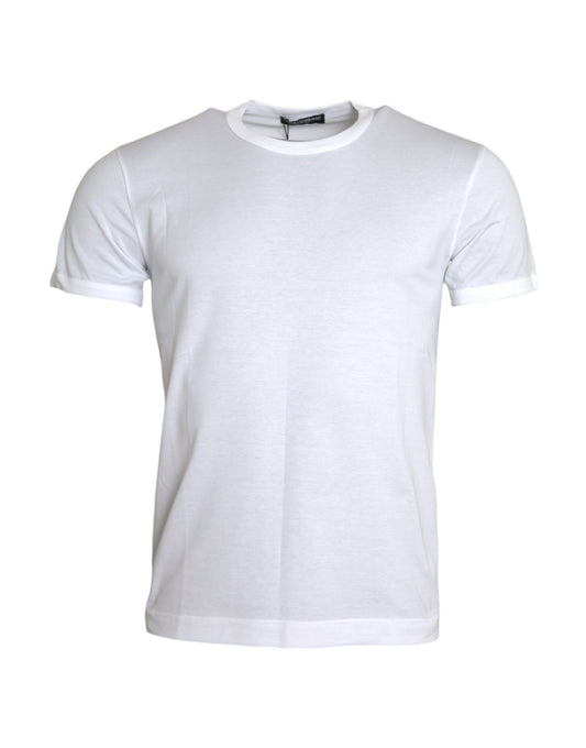 Dolce & Gabbana White Cotton Round Neck Short Sleeve T-shirt IT54 / XL