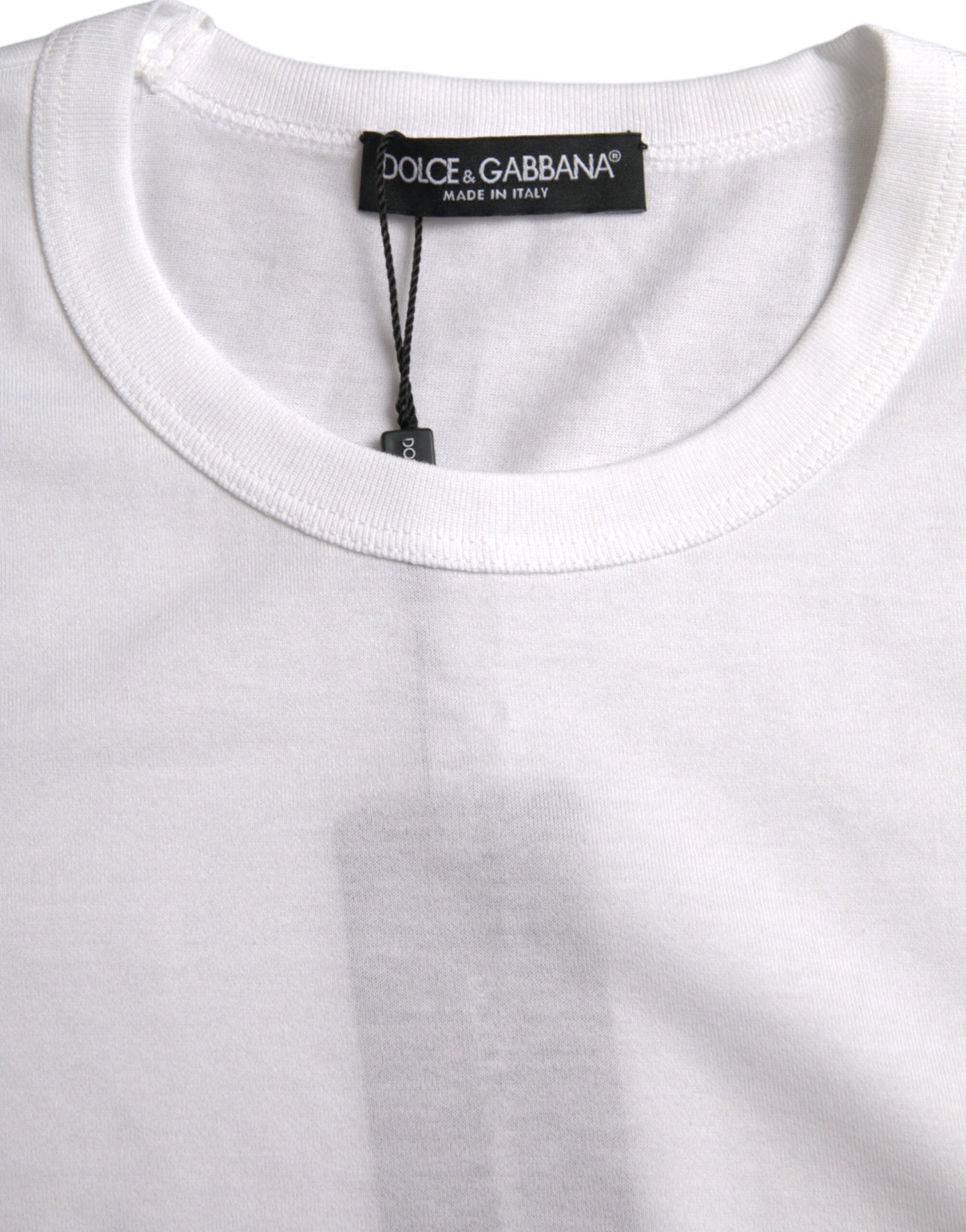 Dolce & Gabbana White Cotton Round Neck Short Sleeve T-shirt IT54 / XL