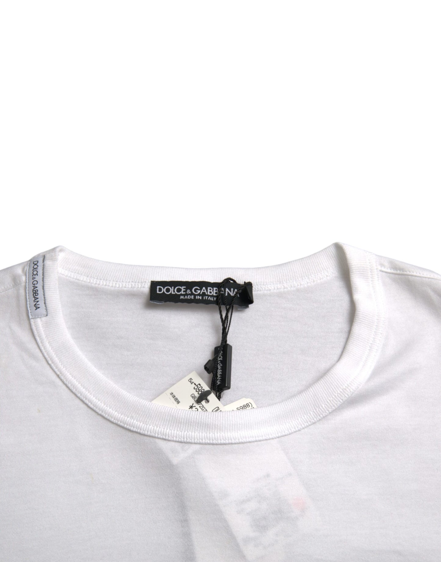 Dolce & Gabbana White Logo Embroidery Short Sleeve T-shirt IT44 / XS