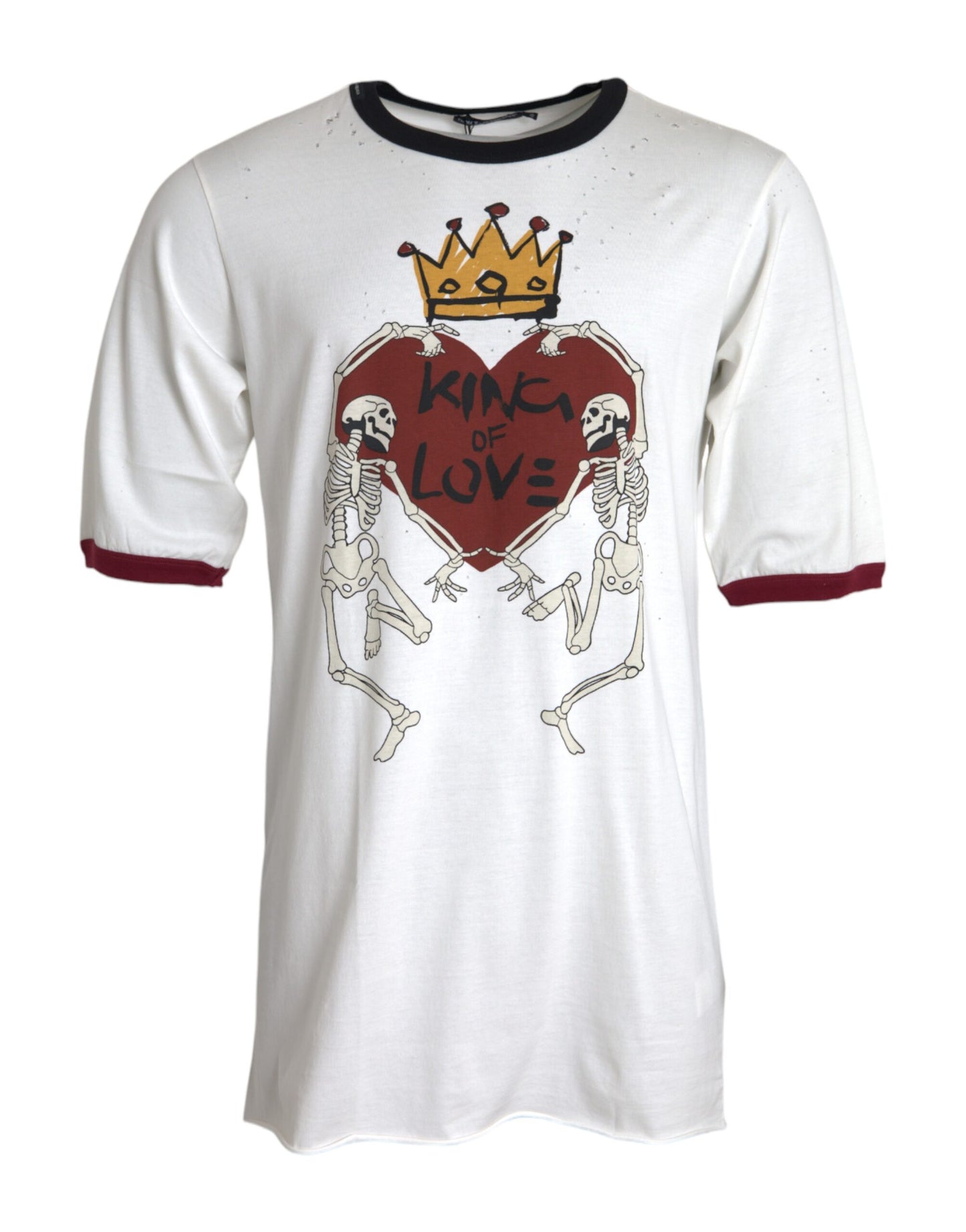 Dolce & Gabbana White King Of Love Cotton Men T-shirt IT46 / S