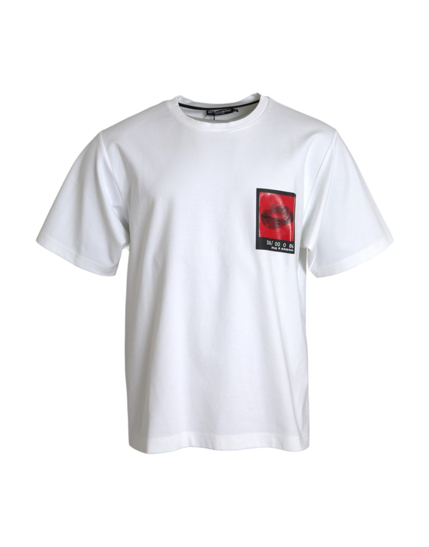 Dolce & Gabbana White Red Lips Print Cotton Men T-shirt IT50 / L