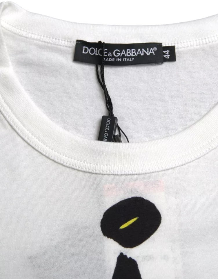 Dolce & Gabbana White Graphic Cotton Short Sleeves Men T-shirt IT44 / XS