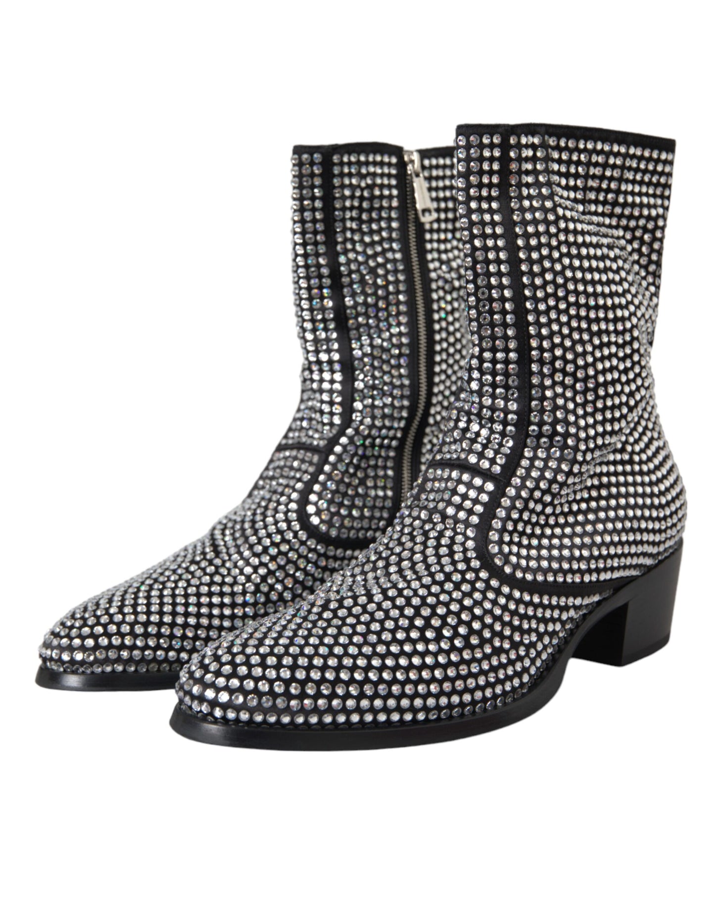 Dolce & Gabbana Black Rhinestone Crystal Chelsea Boots Shoes EU45 / US12