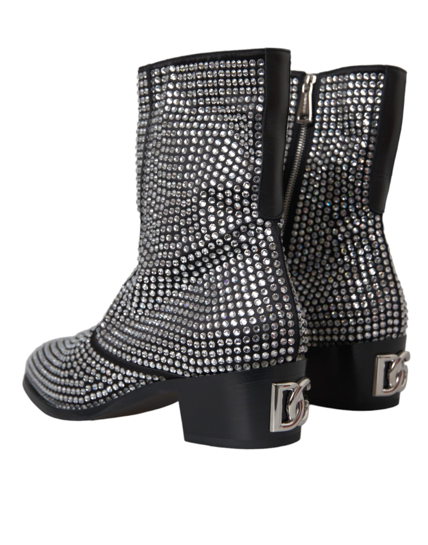 Dolce & Gabbana Black Rhinestone Crystal Chelsea Boots Shoes EU45 / US12