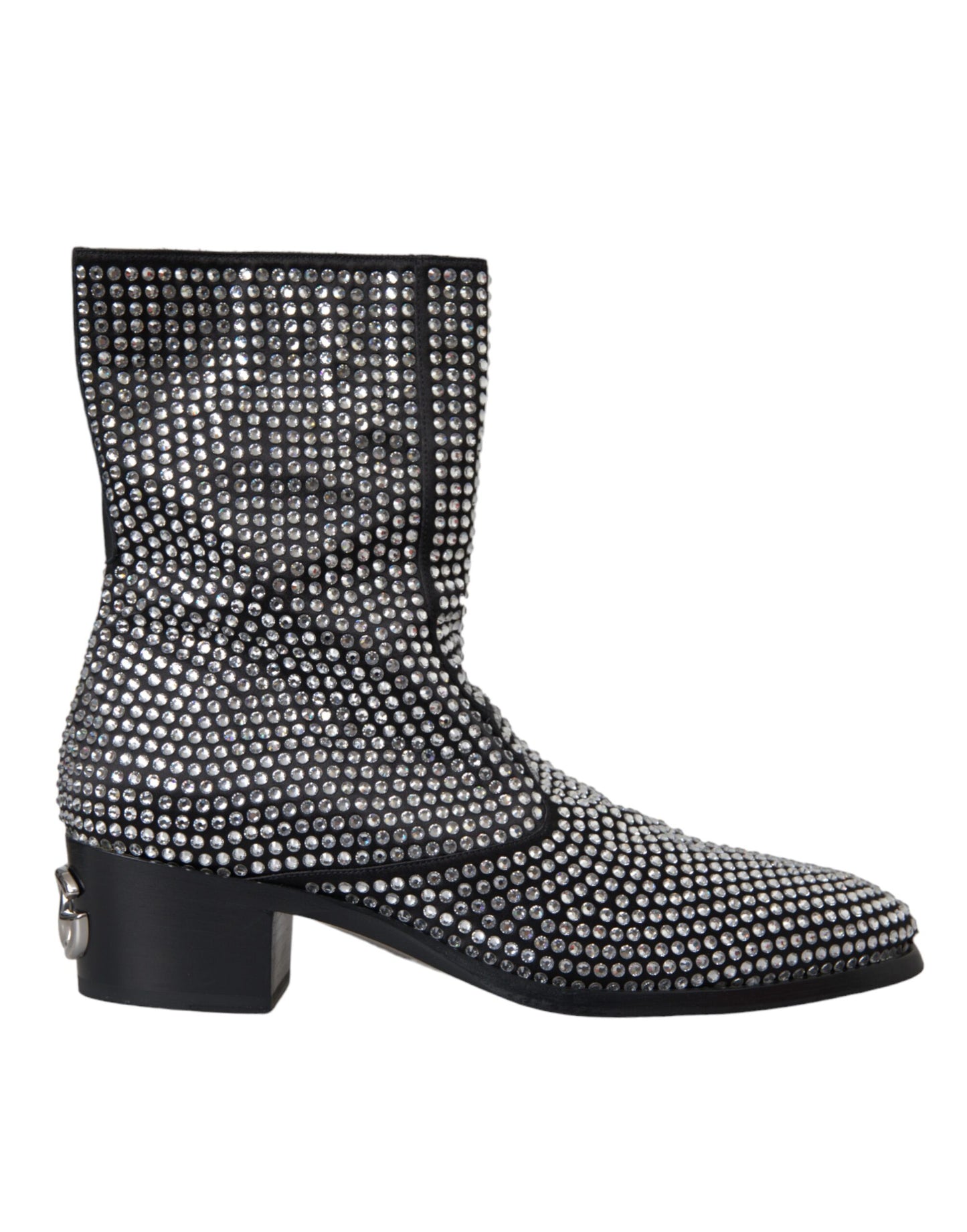 Dolce & Gabbana Black Rhinestone Crystal Chelsea Boots Shoes EU45 / US12