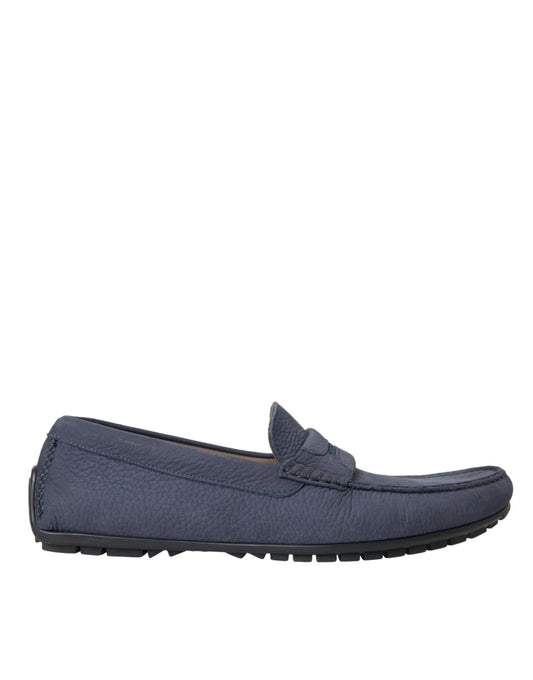 Dolce & Gabbana Blue Calf Leather Slip On Moccasin Shoes EU41.5 / US8.5