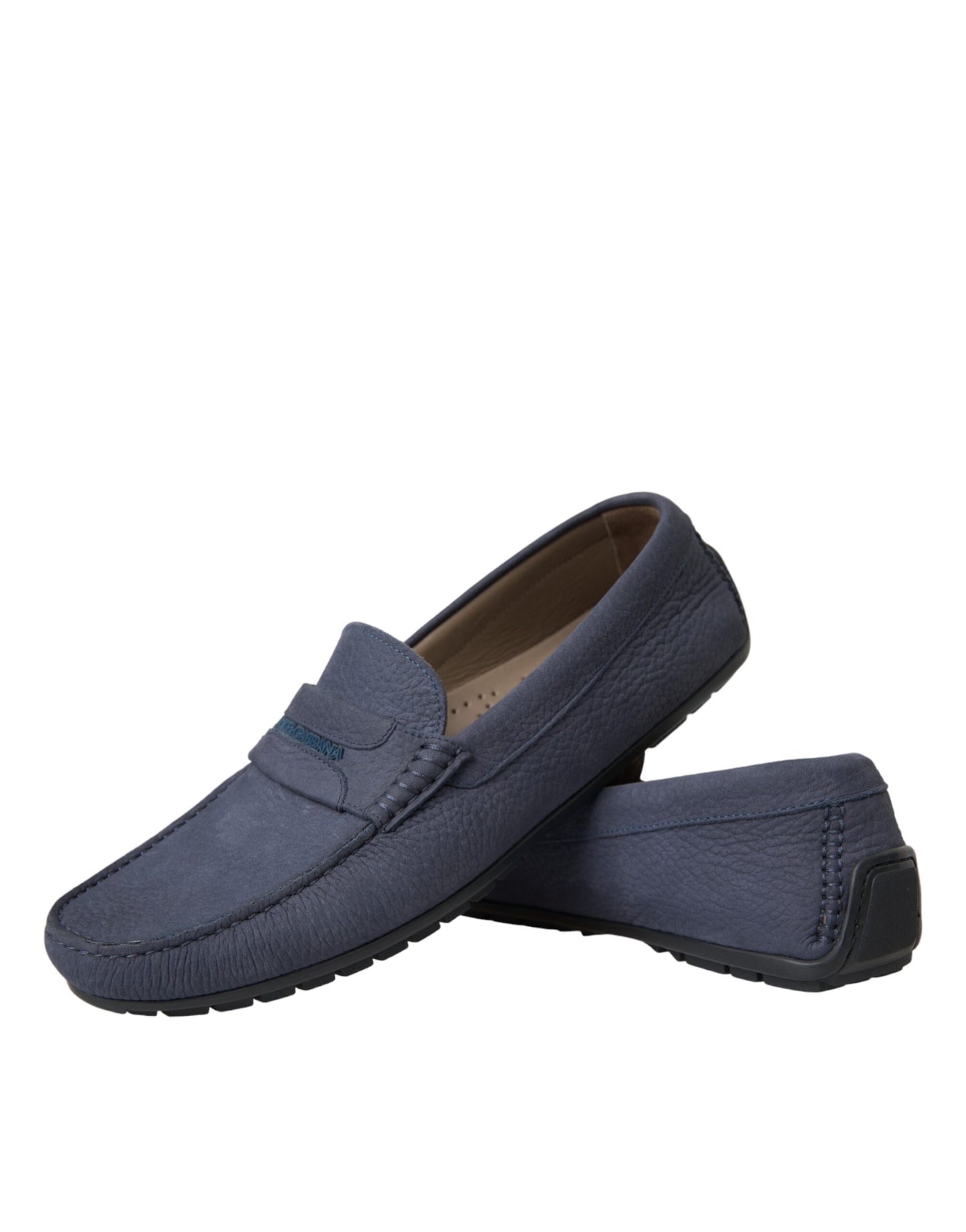 Dolce & Gabbana Blue Calf Leather Slip On Moccasin Shoes EU41.5 / US8.5