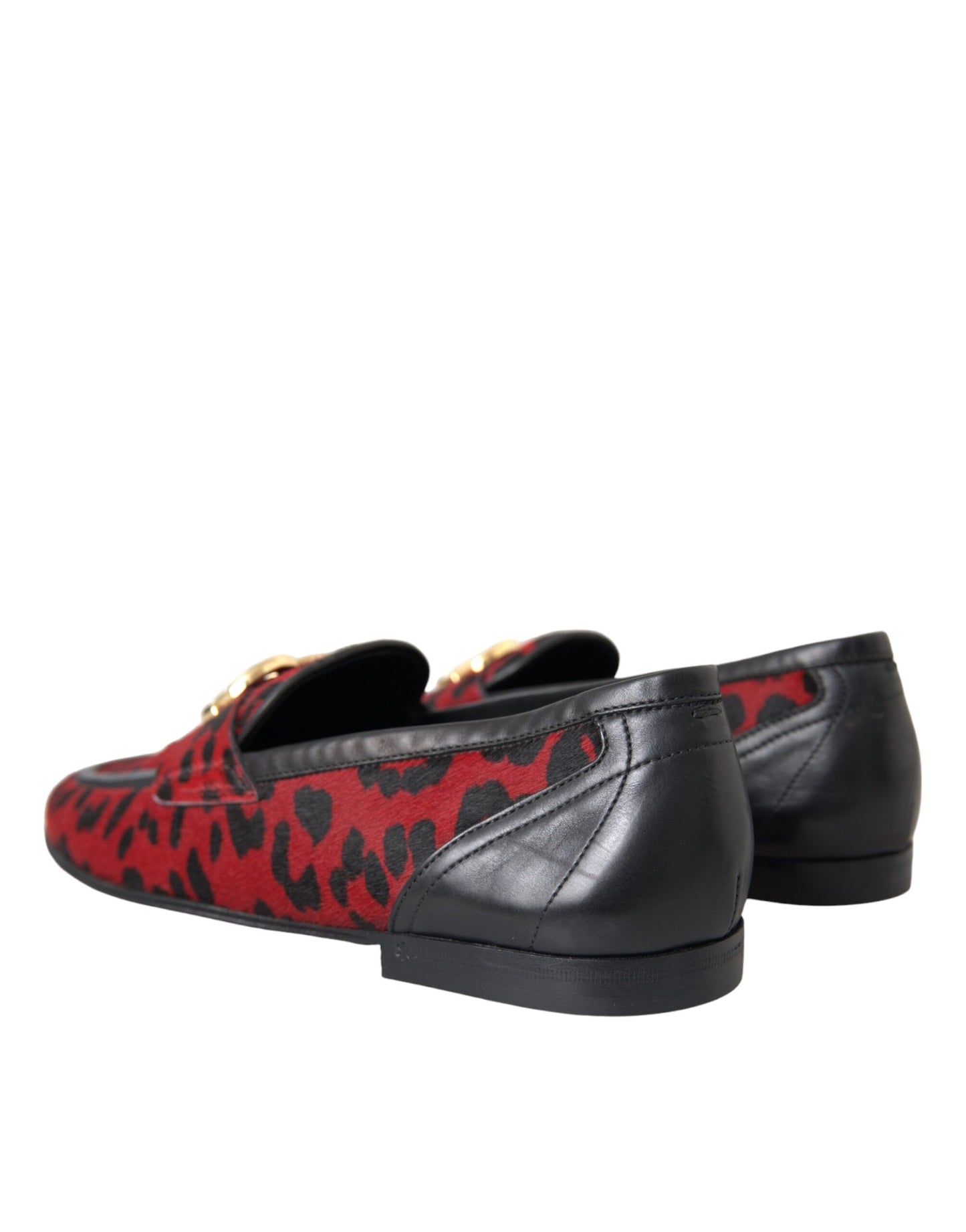 Dolce & Gabbana Red Black Leopard DG Loafers Formal Men Shoes