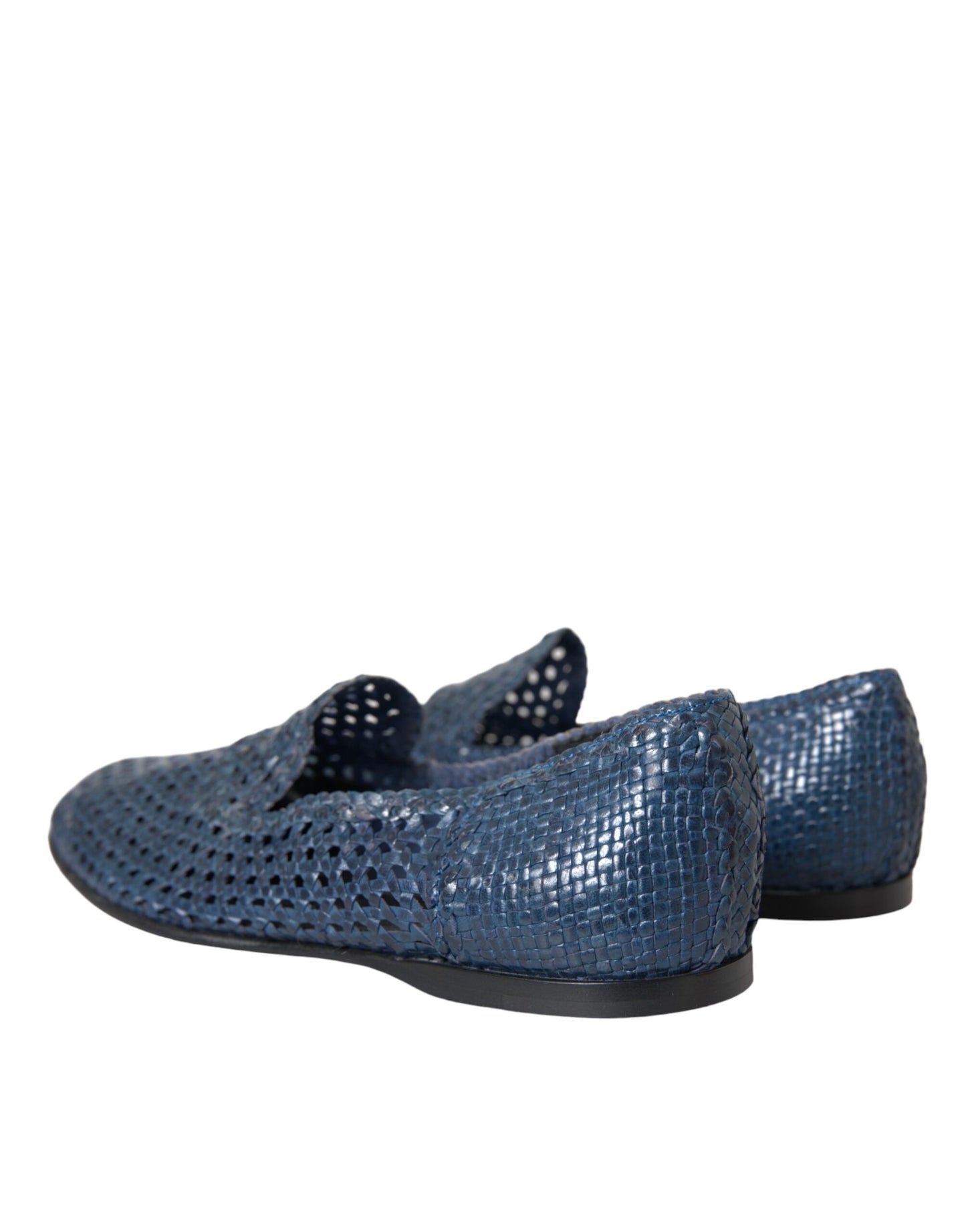 Dolce & Gabbana Blue Woven Leather Slip On Loafers Men Shoes EU42 / US9