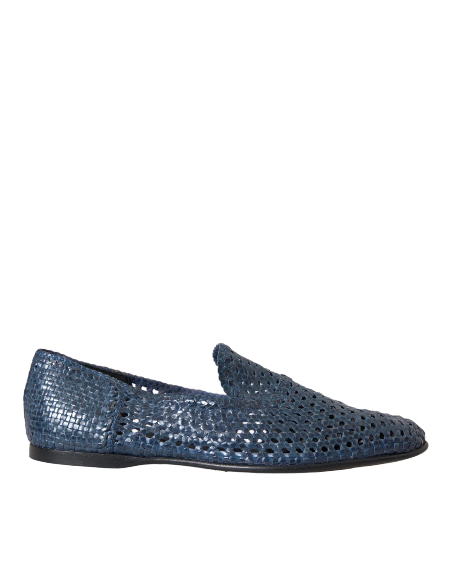 Dolce & Gabbana Blue Woven Leather Slip On Loafers Men Shoes EU42 / US9