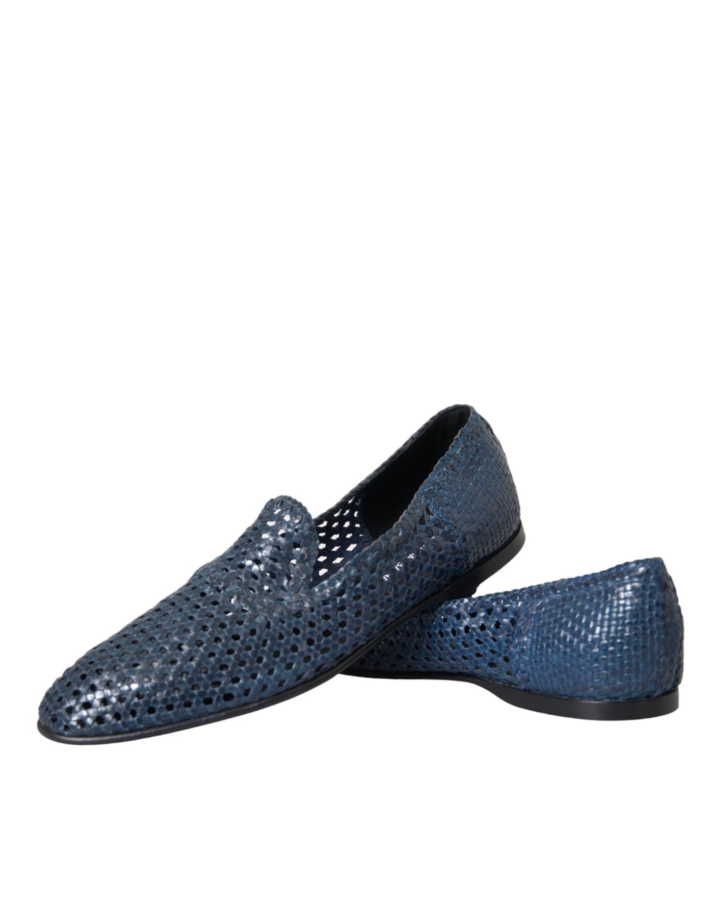 Dolce & Gabbana Blue Woven Leather Slip On Loafers Men Shoes EU42 / US9