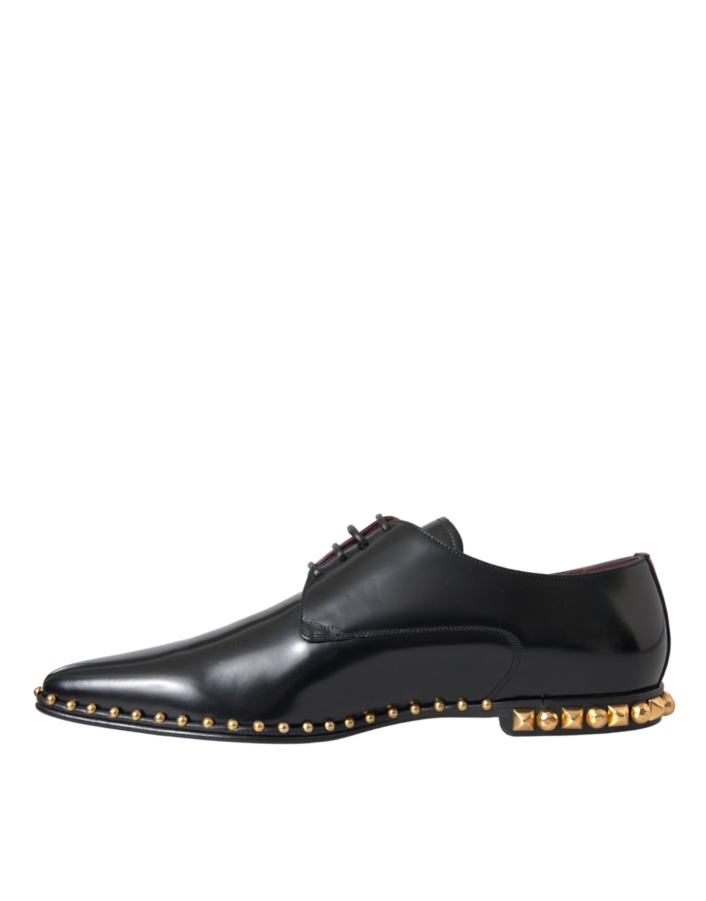 Dolce & Gabbana Black Leather Gold Studded Derby Dress Shoes EU43 / US10