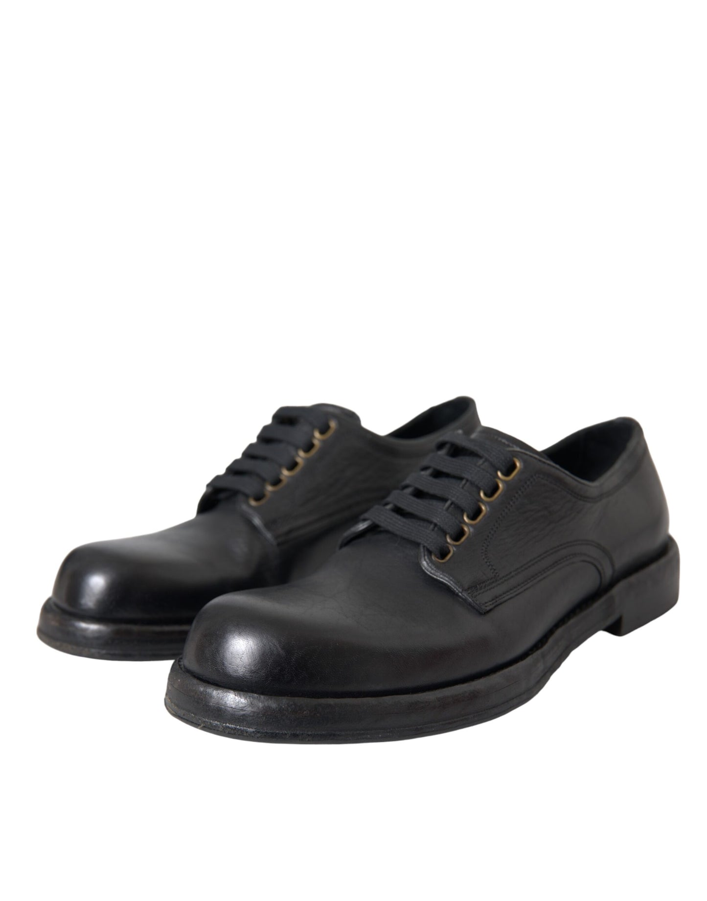 Dolce & Gabbana Black Horse Leather Derby Men Dress Shoes EU41 / US8