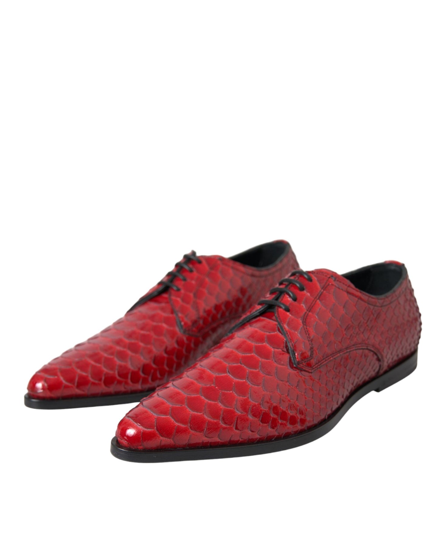 Dolce & Gabbana Red Textured Varnished Derby Men Formal Shoes EU39 / US6