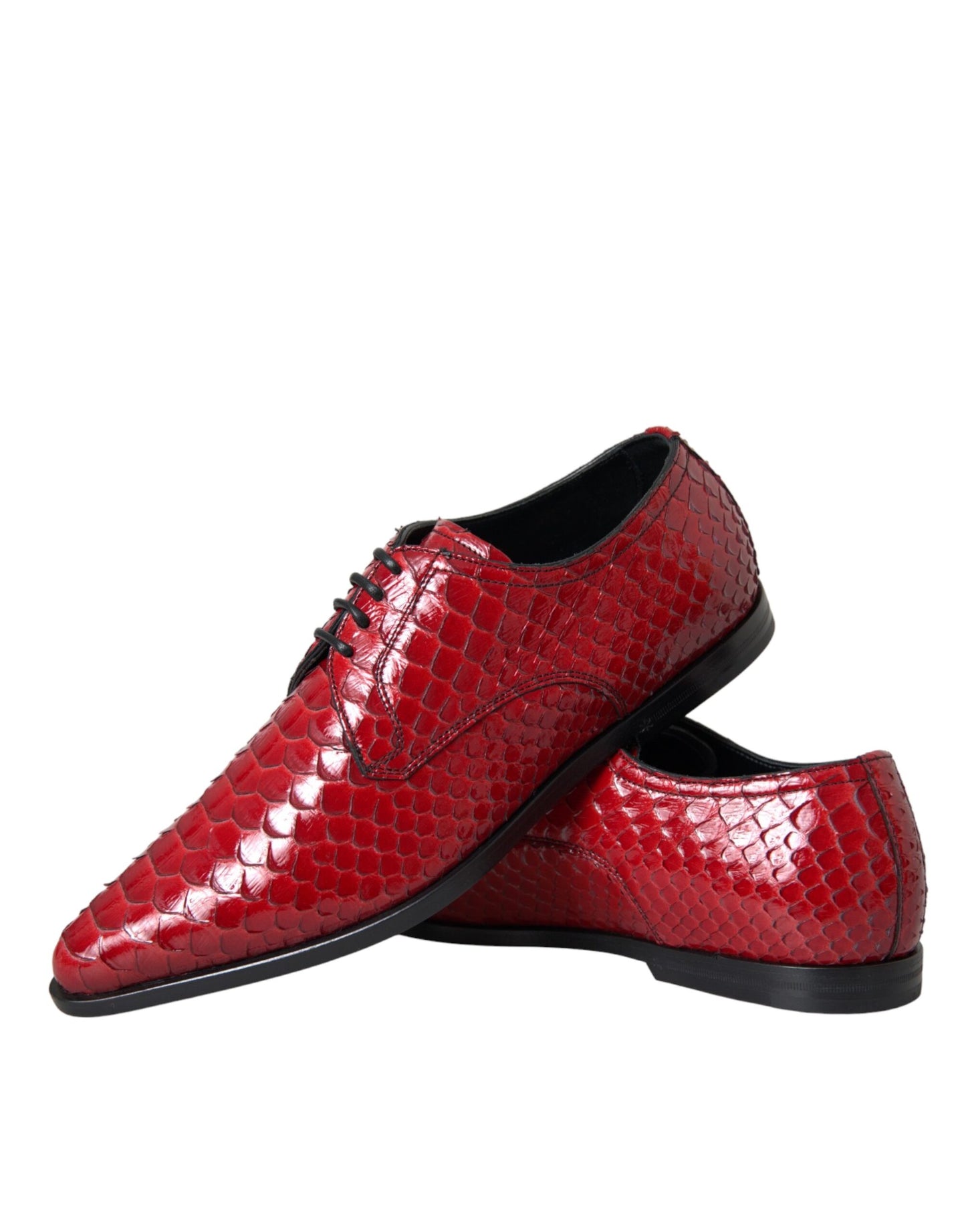 Dolce & Gabbana Red Textured Varnished Derby Men Formal Shoes EU39 / US6