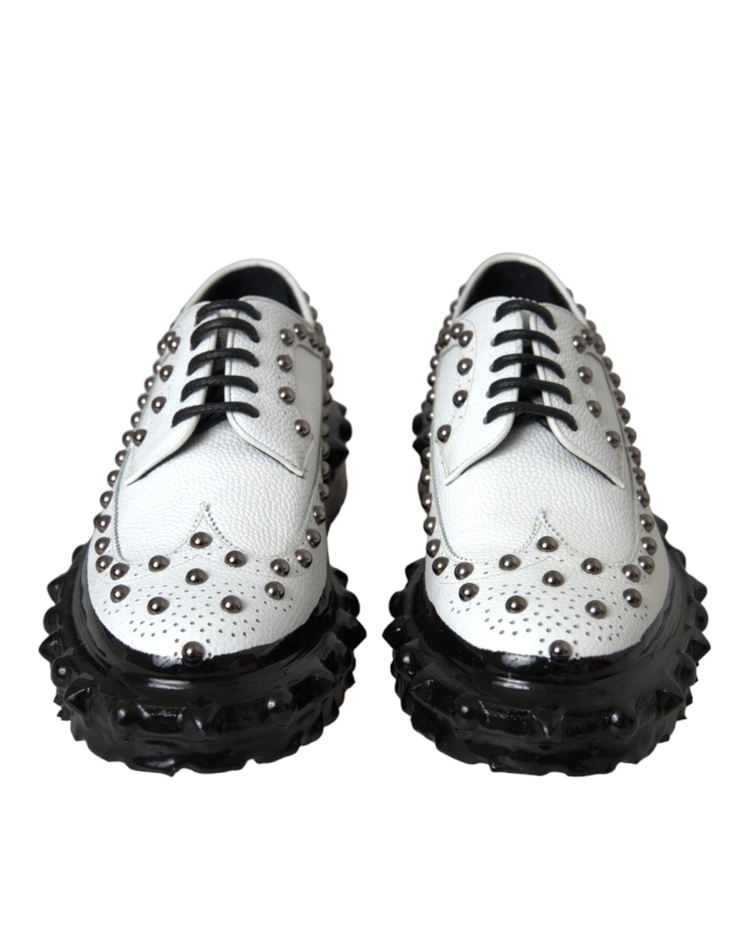 Dolce & Gabbana Black White Embellished Derby Formal Shoes EU44 / US11