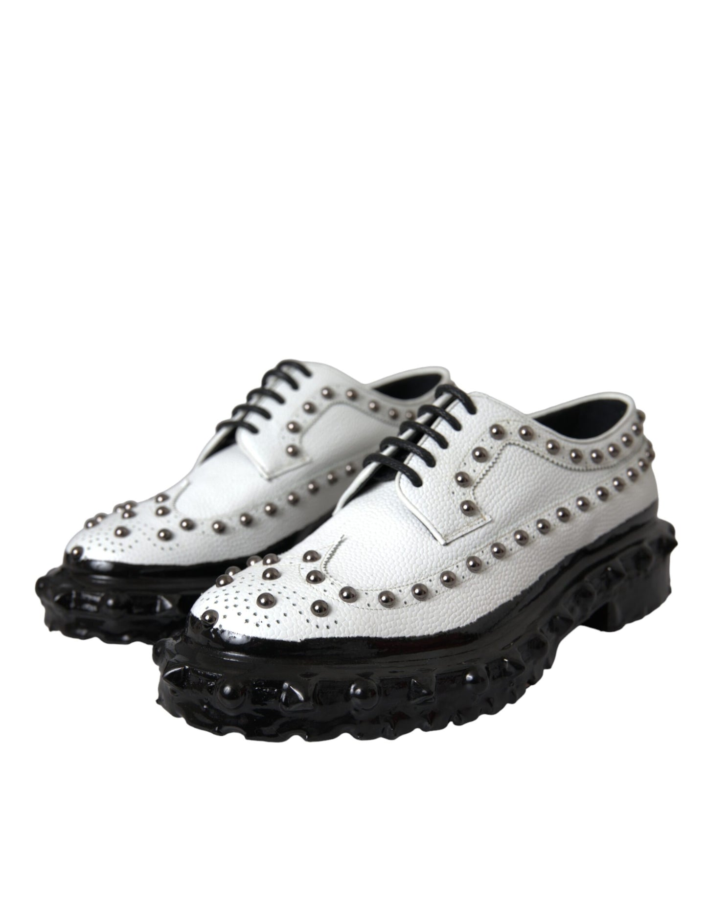 Dolce & Gabbana Black White Embellished Derby Formal Shoes EU44 / US11