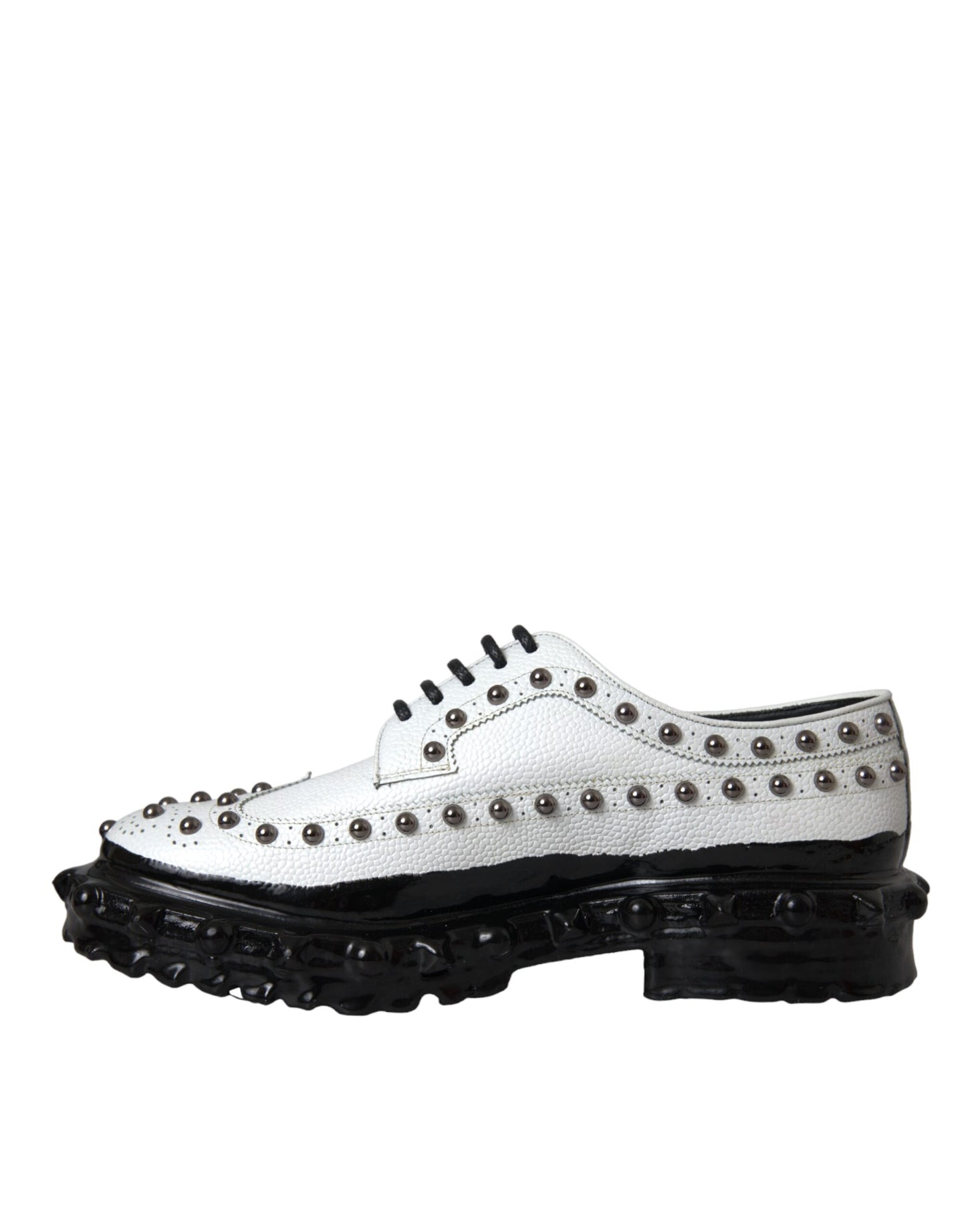 Dolce & Gabbana Black White Embellished Derby Formal Shoes EU44 / US11