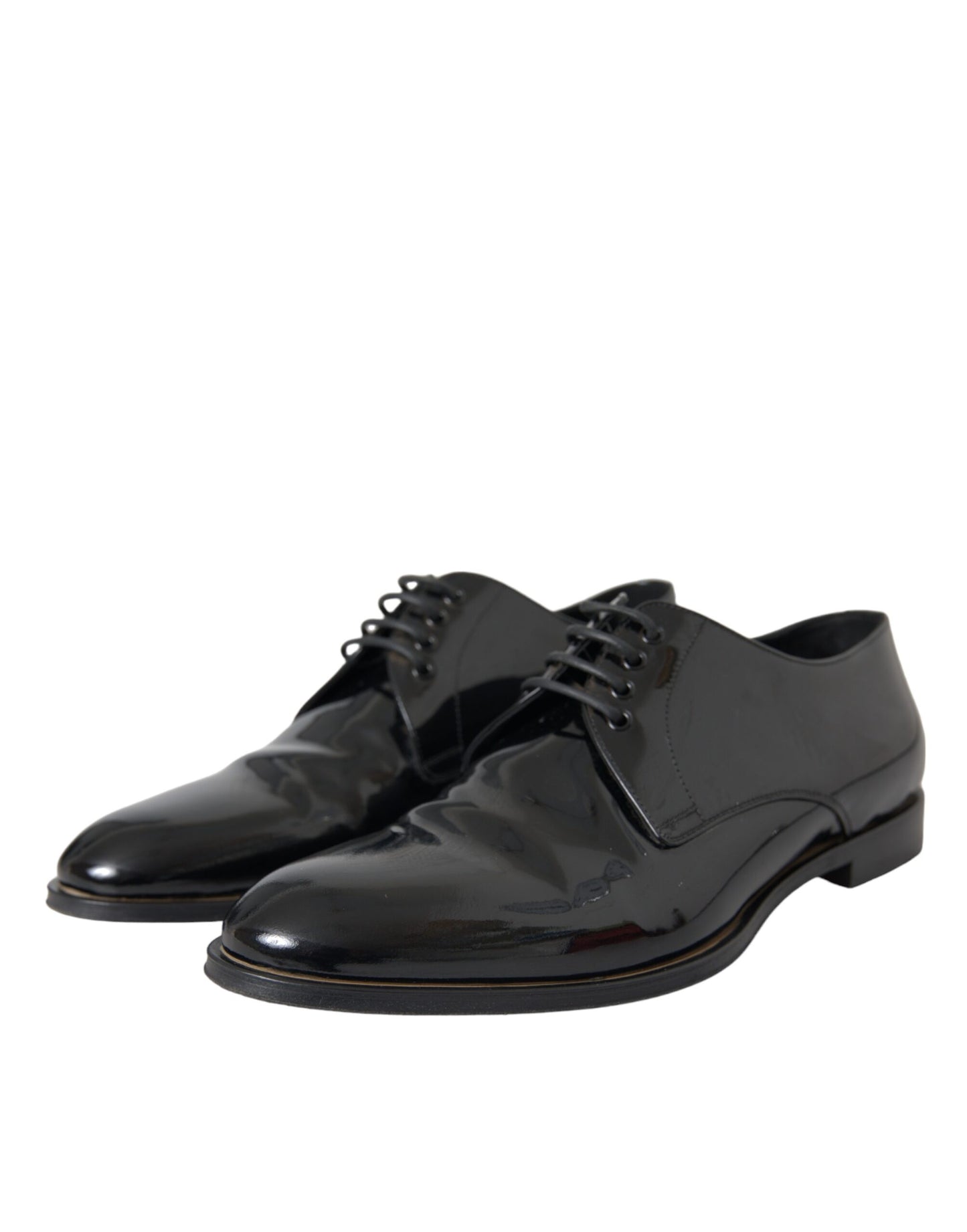 Dolce & Gabbana Black Patent Leather Derby Formal Dress Shoes EU42 / US9