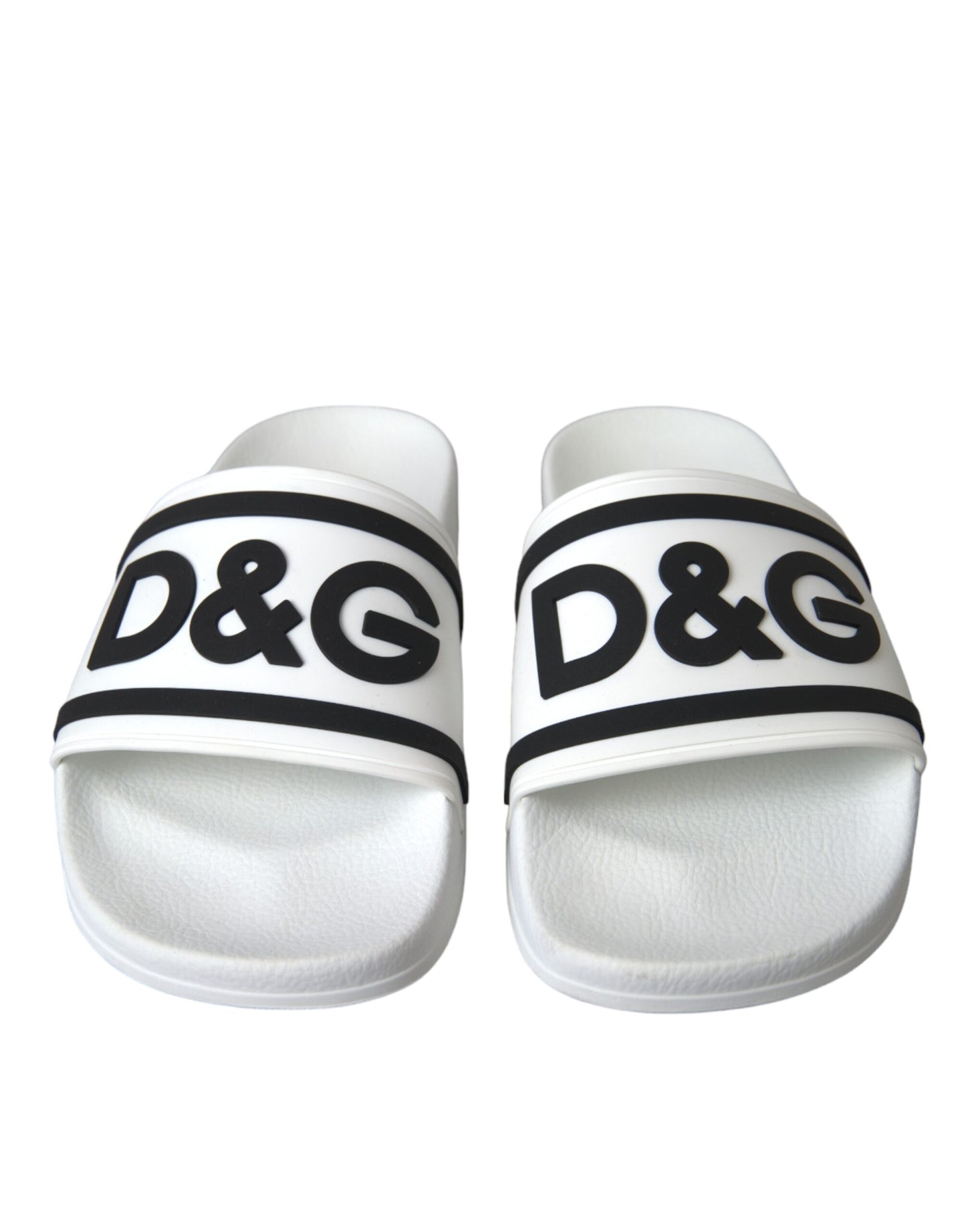 Dolce & Gabbana White Black Sandals Rubber Beachwear Shoes EU41 / US8