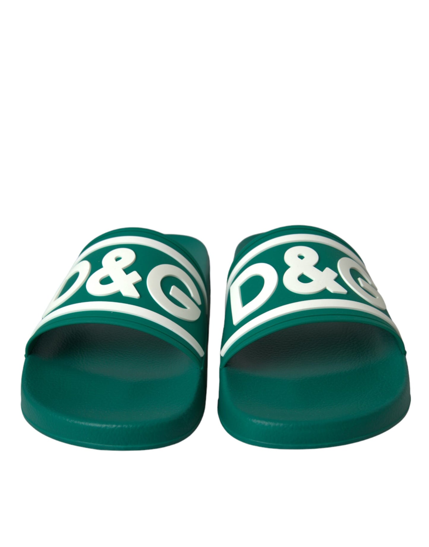 Dolce & Gabbana Green White Sandals Rubber Beachwear Shoes EU47 / US14