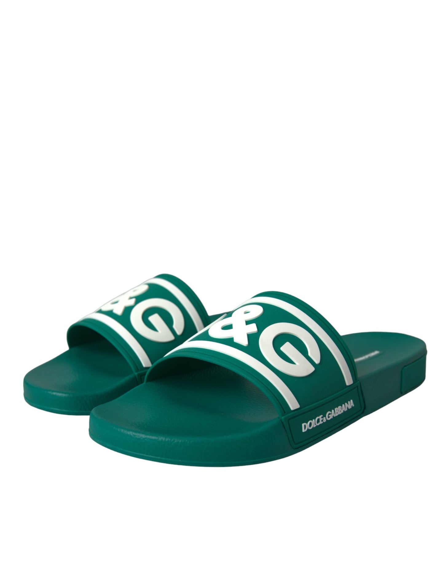 Dolce & Gabbana Green White Sandals Rubber Beachwear Shoes EU47 / US14