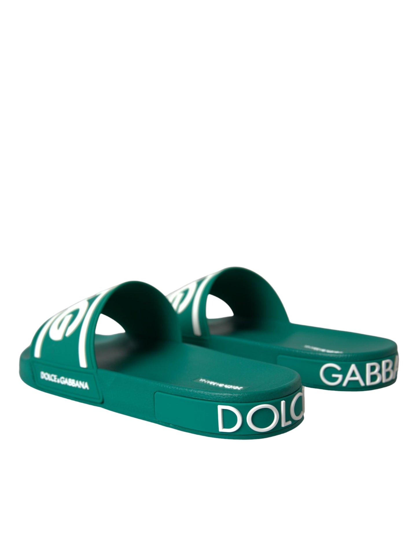 Dolce & Gabbana Green White Sandals Rubber Beachwear Shoes EU47 / US14