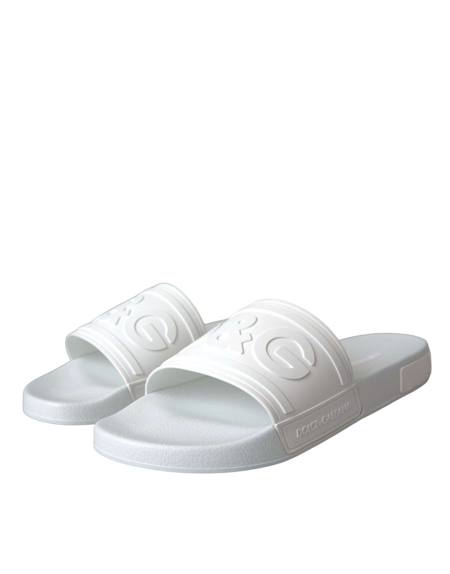 Dolce & Gabbana White Rubber Slides Sandals Beachwear Shoes EU47 / US14