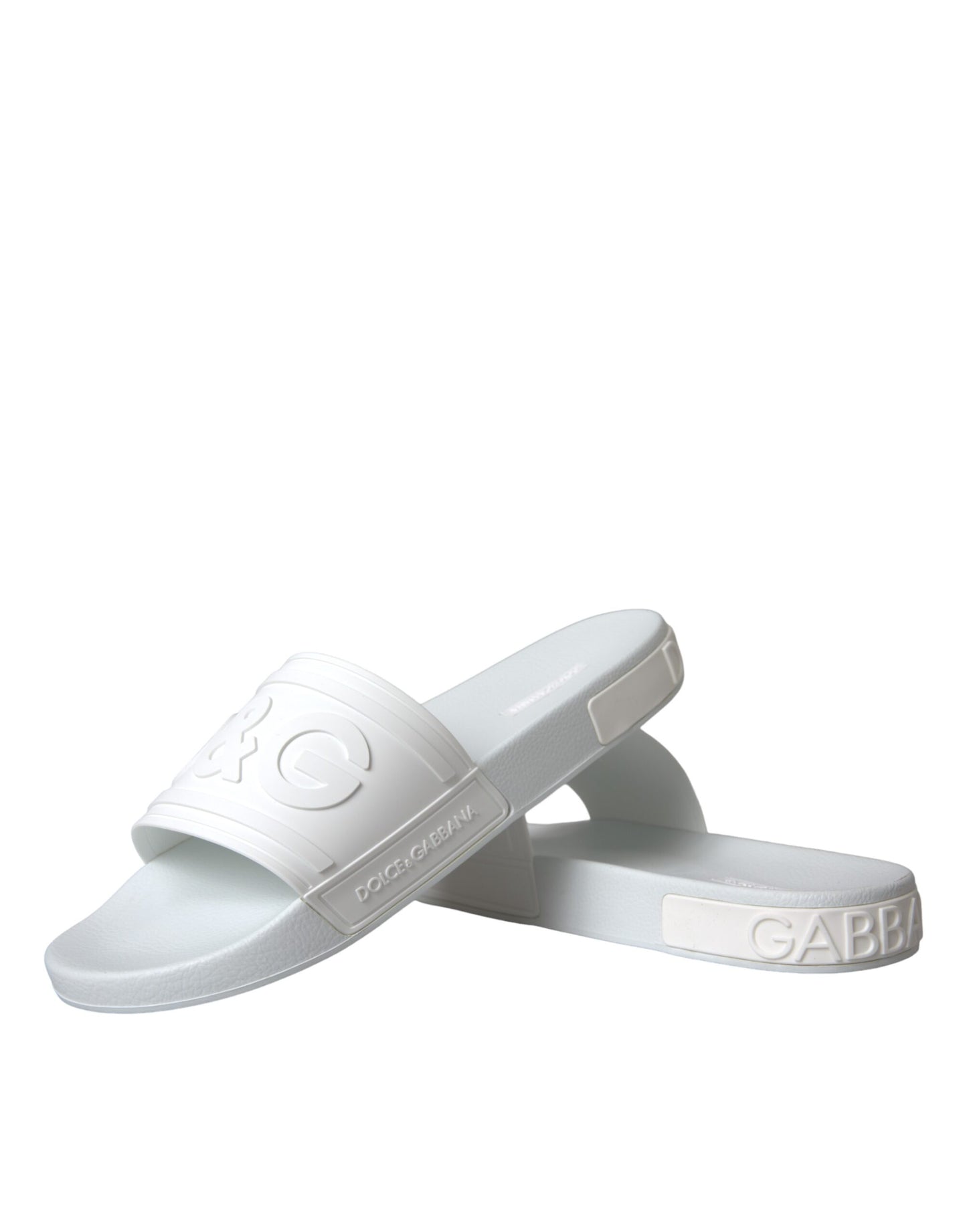 Dolce & Gabbana White Rubber Slides Sandals Beachwear Shoes EU47 / US14