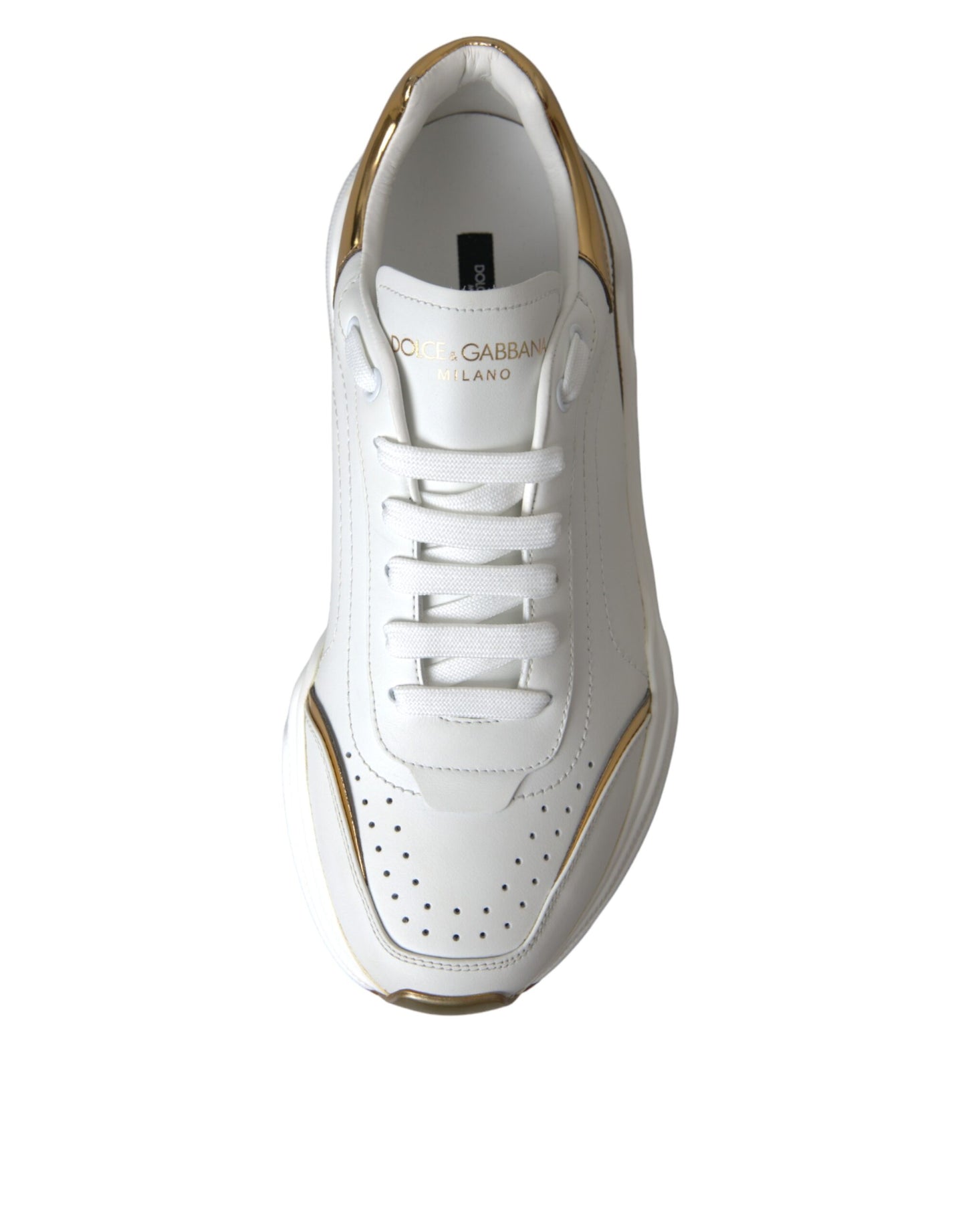 Dolce & Gabbana White Gold DAYMASTER Leather Sneakers Men Shoes EU42.5 / US9.5